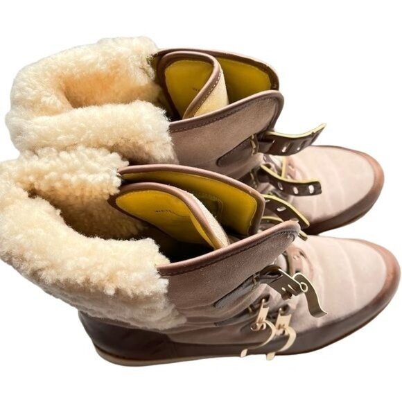 Cole Haan Lania Winter Boots Waterproof Shearling Clasp Leather Nike Air Size 9B - Picture 5 of 14